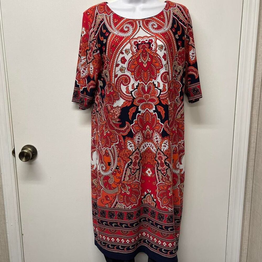NWOT Signature Camryn Women's Size 14 Red and Navy Dress